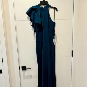 Lulu's Margaux One Shoulder Maxi Dress, Teal Blue, XS - NWT